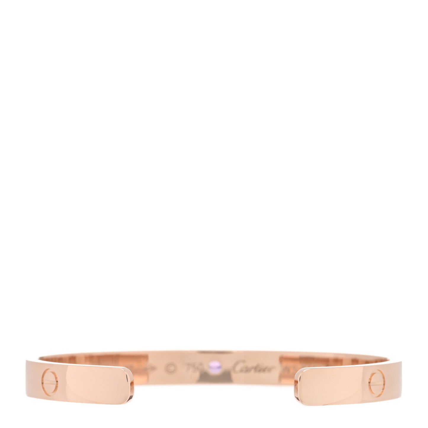 18K Pink Gold Pink Sapphire LOVE Cuff Bracelet 17