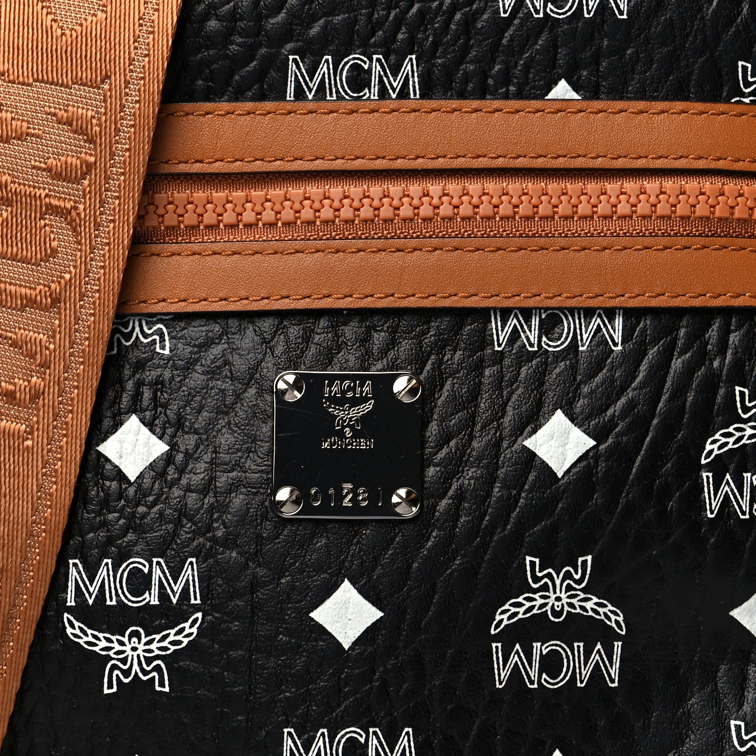 MCM Visetos Camera Crossbody Bag Black Cognac 6 of 8