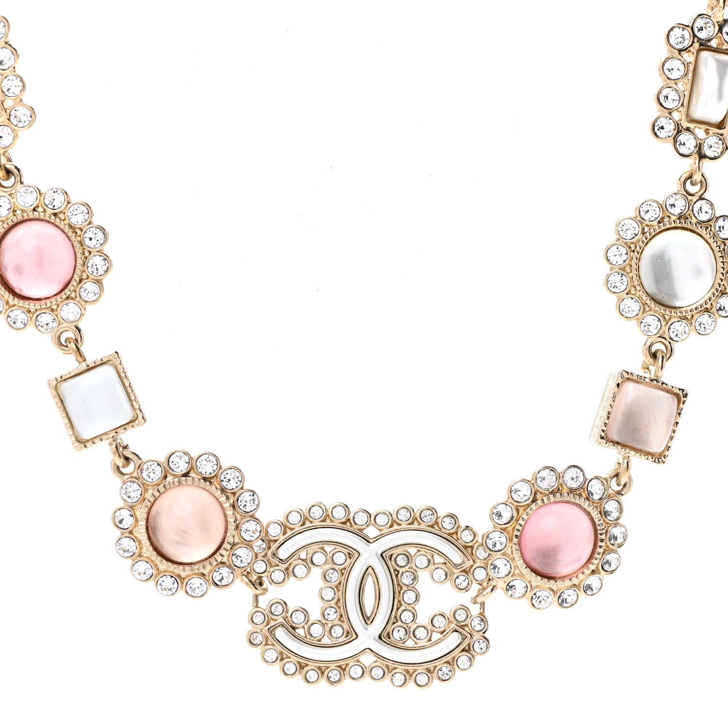 Chanel Crystal Pearl CC Choker Gold Pink Gold 3 of 7