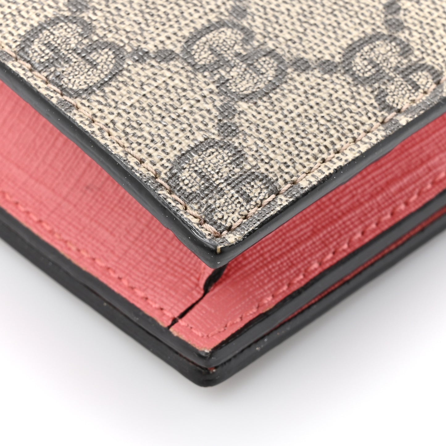 GG Supreme Monogram Face Embroidered Chain Wallet Pink