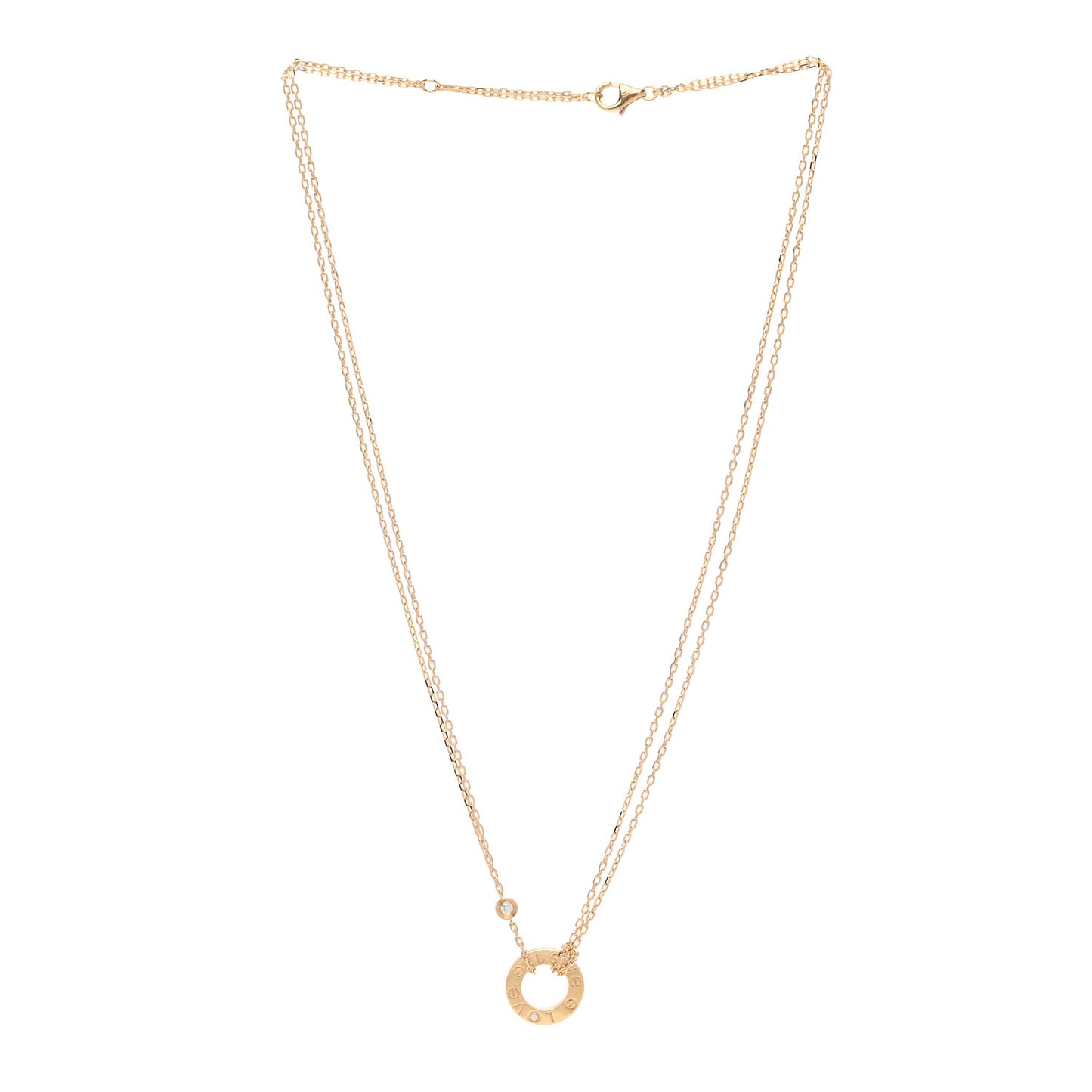 18K Yellow Gold 2 Diamond LOVE Necklace