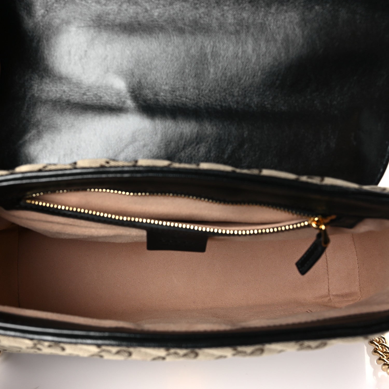 Gucci Monogram Azalea Calfskin Matelasse Diagonal Small GG Marmont Top Handle Shoulder Bag Beige Ebony Black 5 of 9