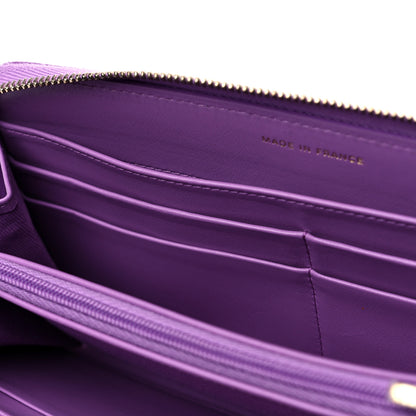 Chanel Caviar Quilted Large Gusset Zip Around Wallet Purple 13 of 14