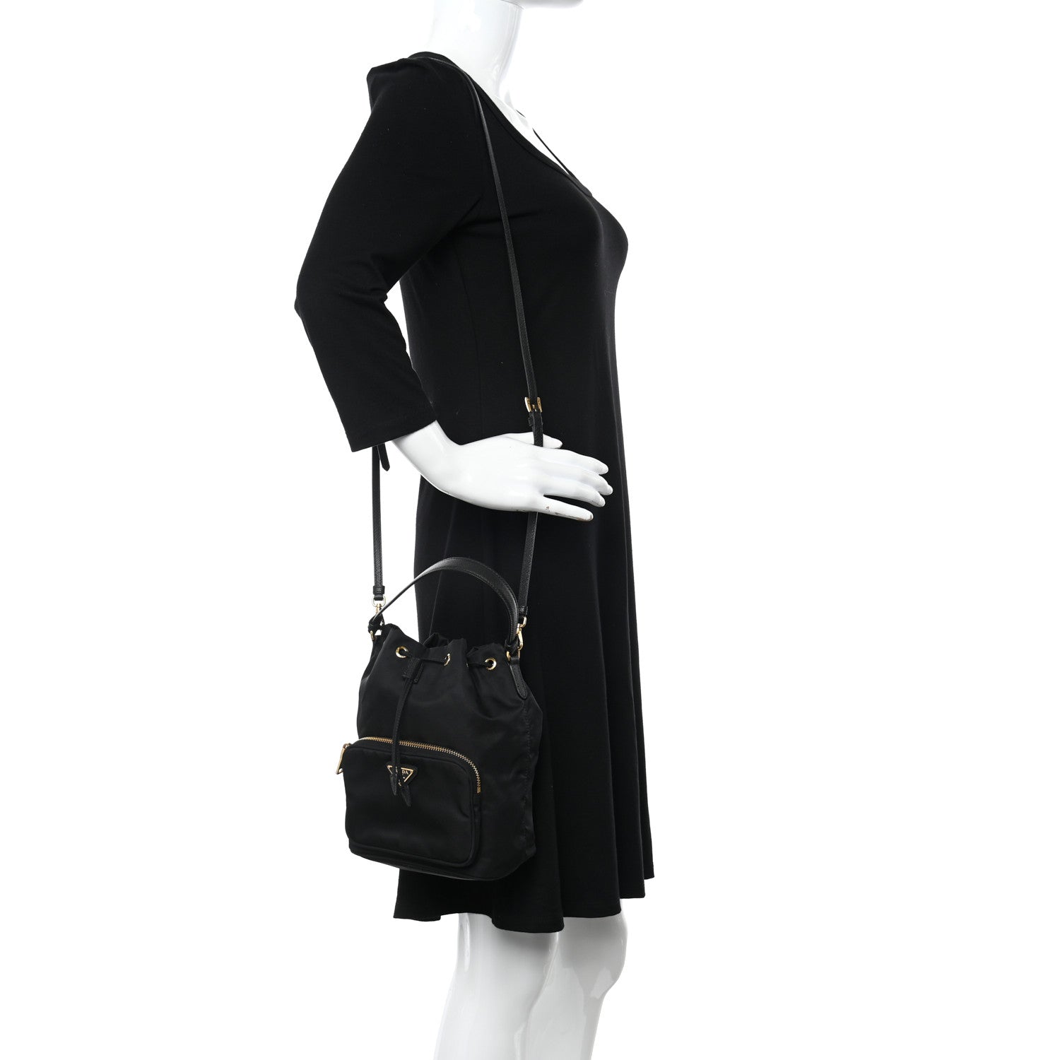 Prada Re-Nylon Duet Drawstring Shoulder Bag Black 2 of 9