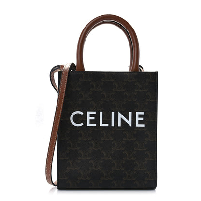 Celine Triomphe Canvas Calfskin Mini Vertical Cabas Tan 1 of 7