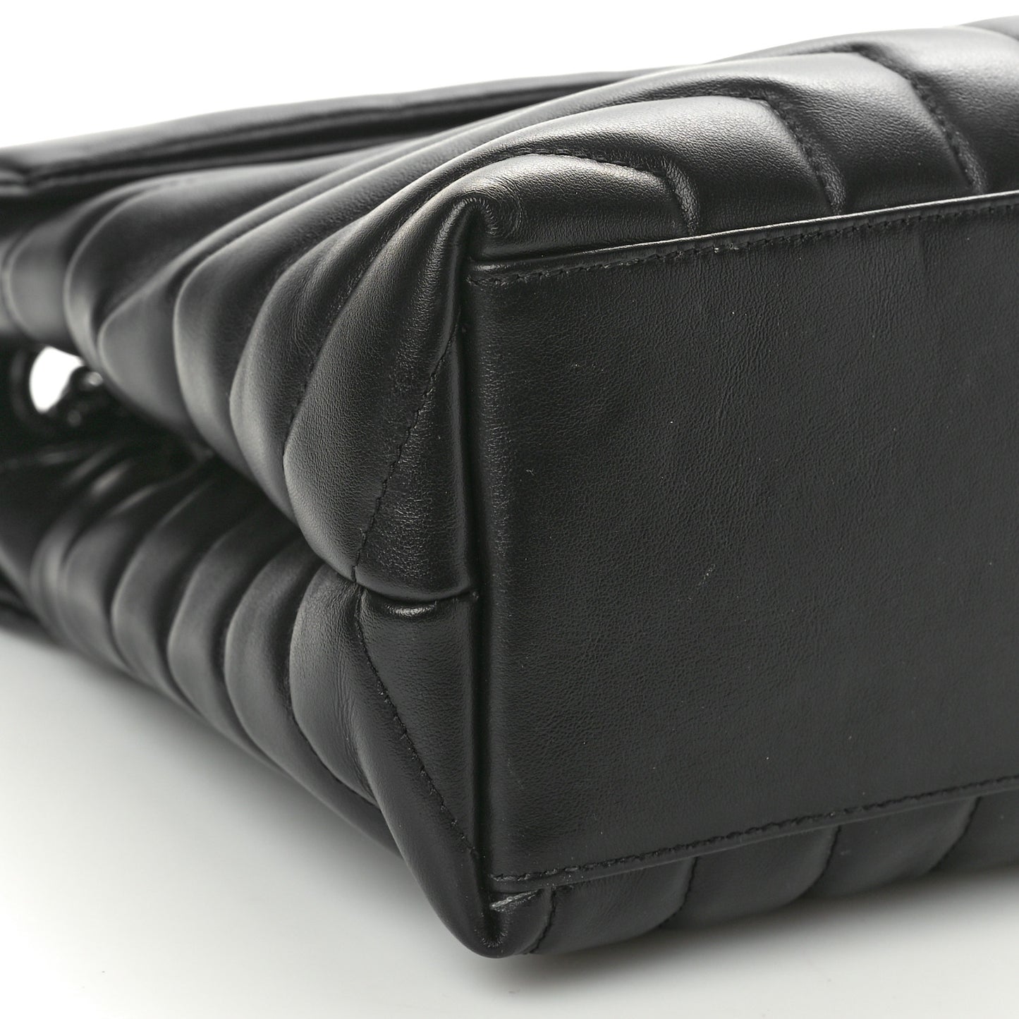 Calfskin Y Quilted Monogram Monochrome Medium Loulou Chain Satchel Black
