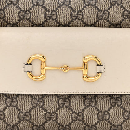 Gucci GG Supreme Monogram Small Horsebit 1955 Shoulder Bag Beige Mystic White 8 of 13