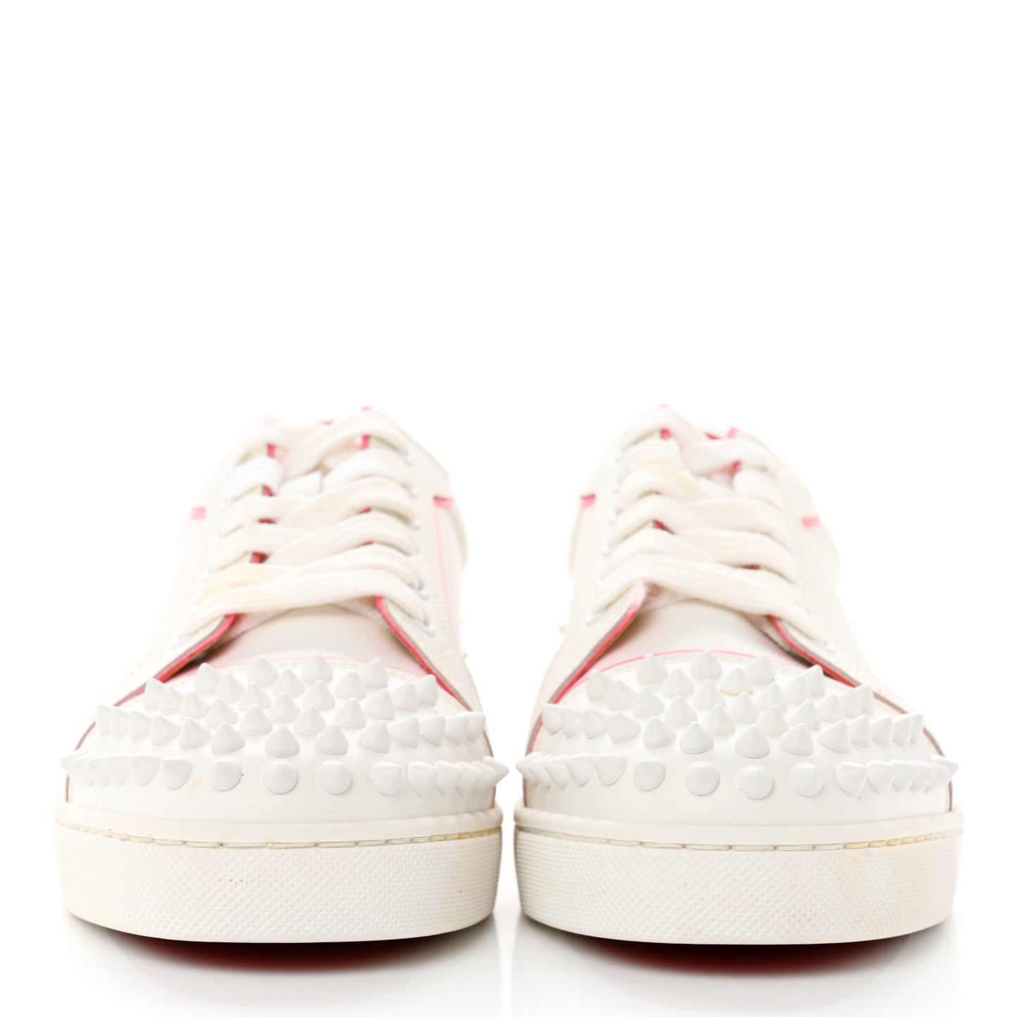 Calfskin Vieira Spikes Flat Sneakers 38 Bianco Rose