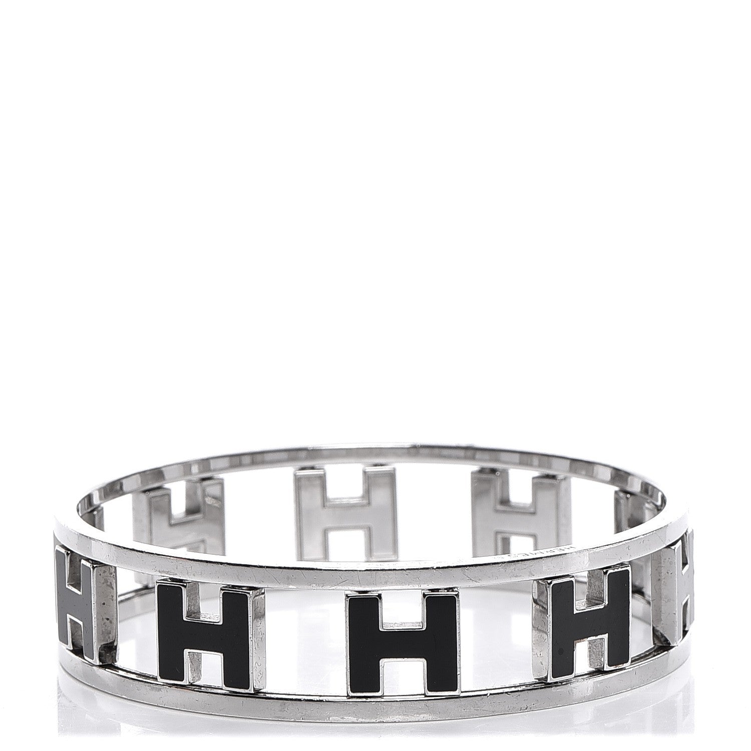 Hermes Palladium Enamel Reversible H Bracelet 1 of 6
