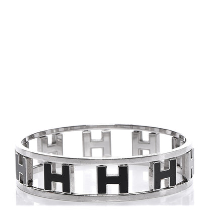 Hermes Palladium Enamel Reversible H Bracelet 1 of 6