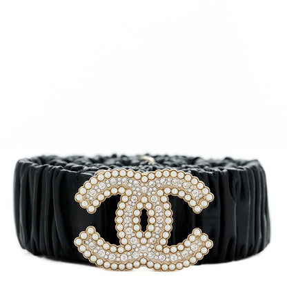 Chanel Lambskin Crystal Pearl CC Belt 85 34 Black 1 of 6