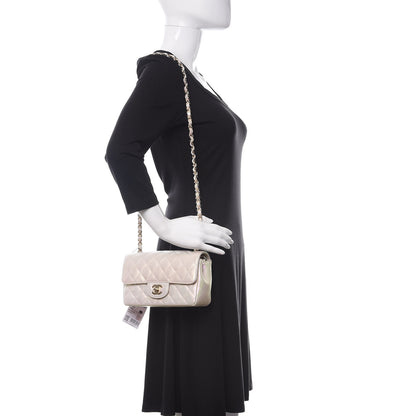 Chanel Iridescent Lambskin Quilted Mini Rectangular Flap Ivory 2 of 10