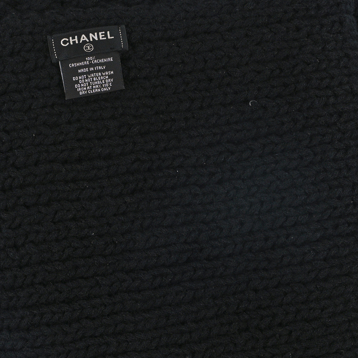 Cashmere Knitted CC Scarf Black