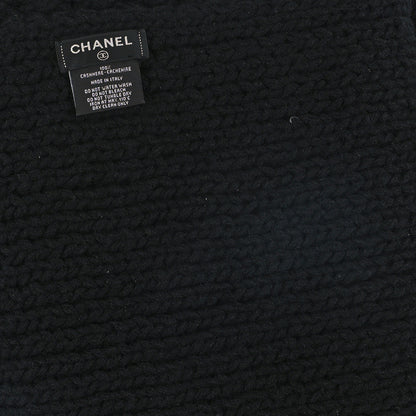 Chanel Cashmere Knitted CC Scarf Black 3 of 3