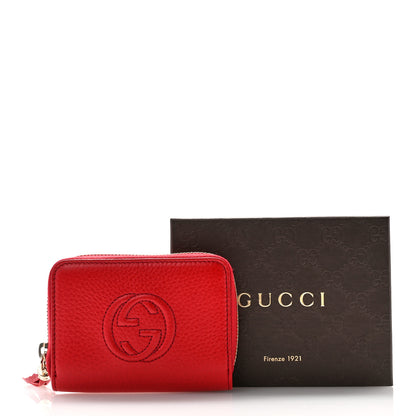 Gucci Pebbled Calfskin Soho Compact Disco Zip Around Wallet Vibrant Red 8 of 8