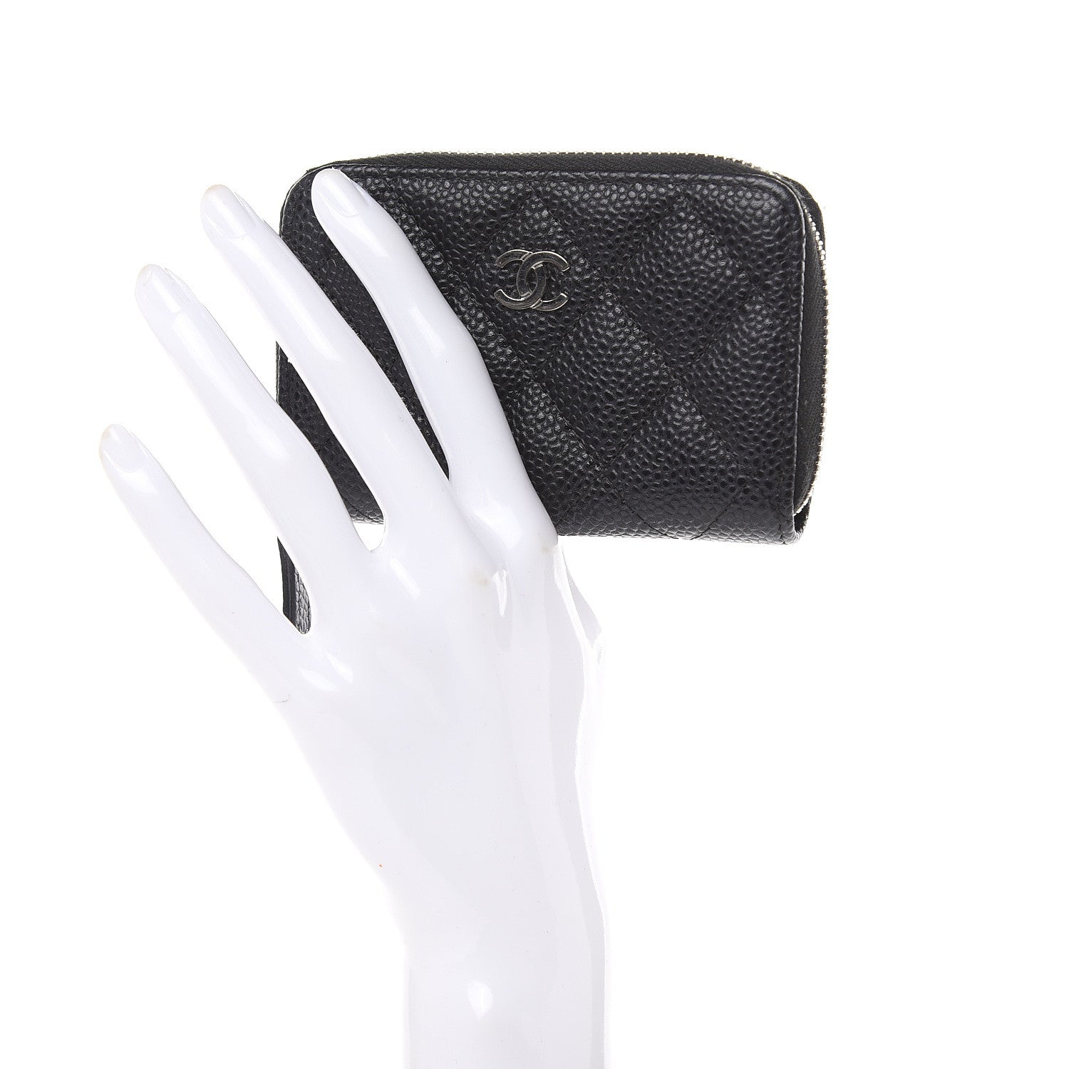 Chanel Caviar Quilted Zip Coin Purse Black 2 of 8