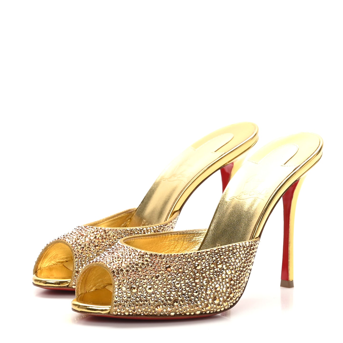 Suede Crystal Strass Me Dolly 100 Sandals 38.5 Gold