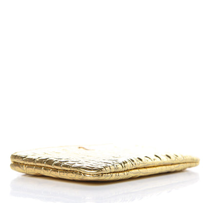 Chanel Metallic Calfskin Crocodile Embossed Cocodile Cosmetic Case Gold 4 of 7