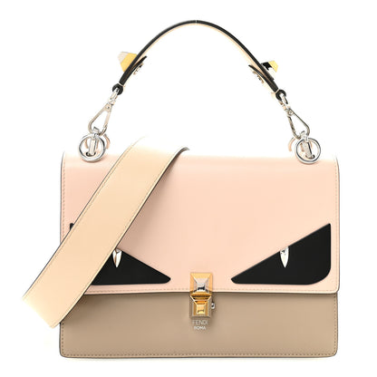 Fendi Vitello Liberty Lucido Metal Monster Eyes Studded Kan I Shoulder Bag Cuoio Bubblegum Light Blue 1 of 10
