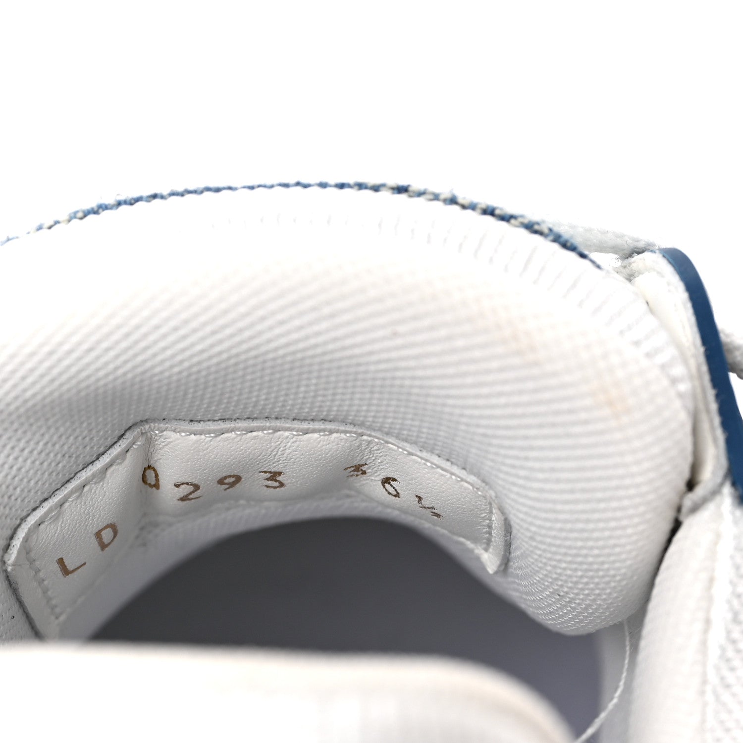 Louis Vuitton Calfskin Embossed Monogram Denim Womens LV Trainer Sneakers 36.5 Blue 8 of 9