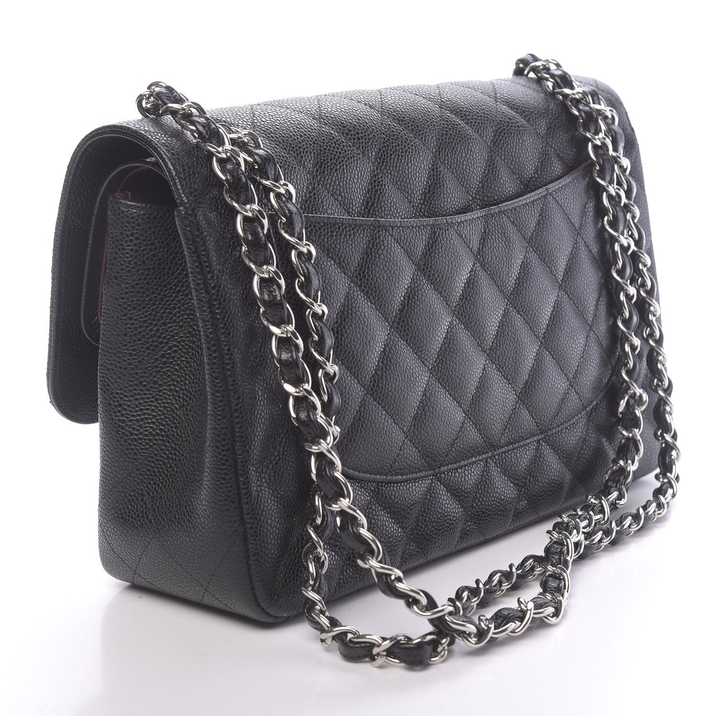 Caviar Quilted Jumbo Double Flap Black