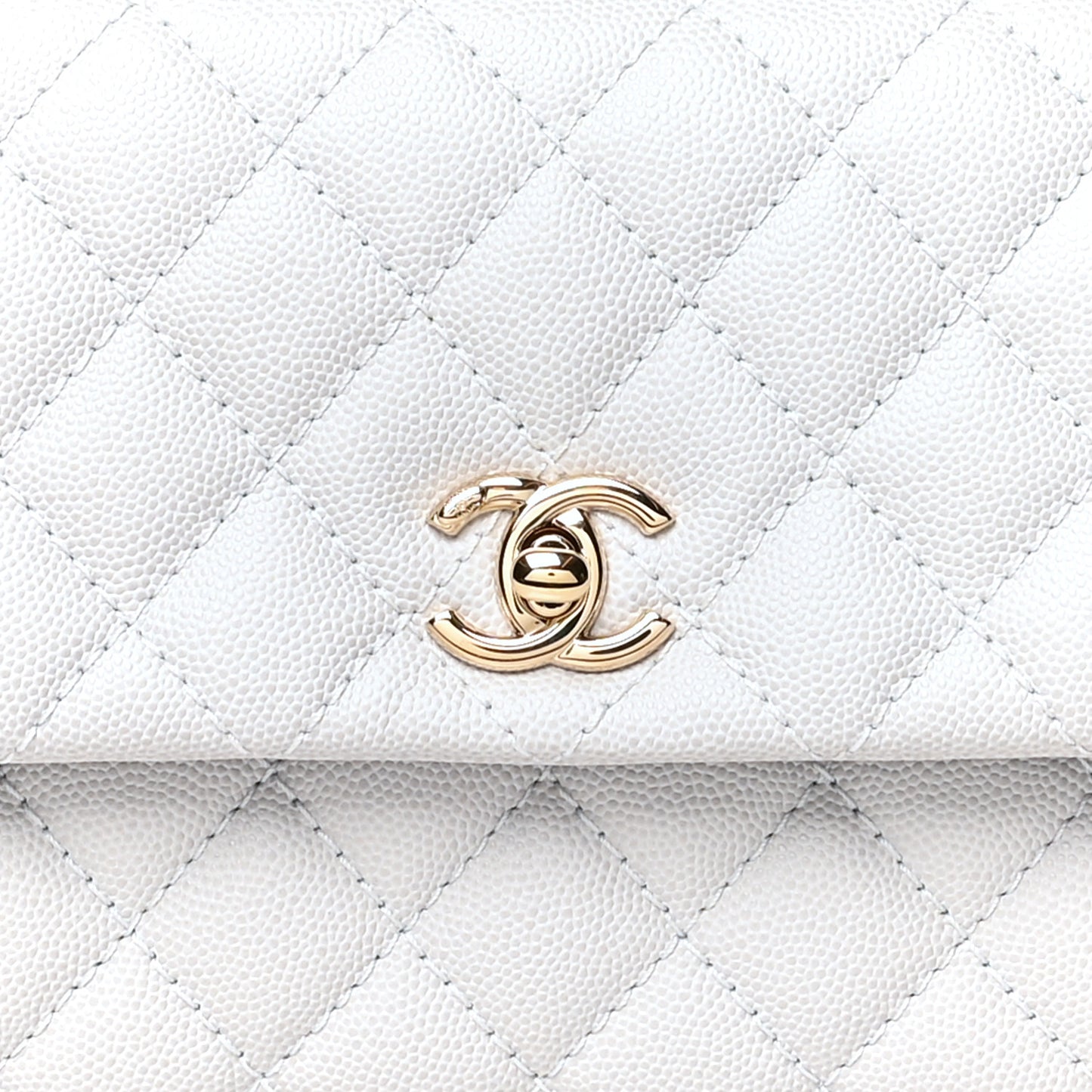 Caviar Quilted Mini Coco Handle Flap Light Grey