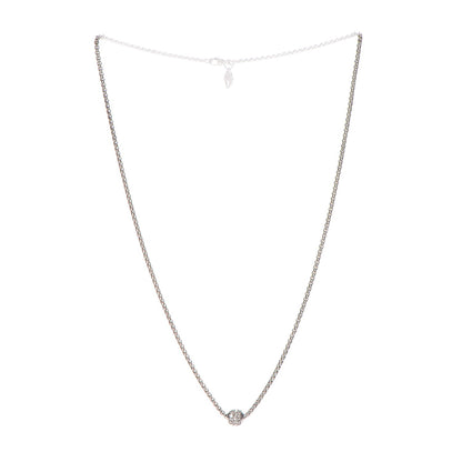 David Yurman Sterling Silver 18K White Gold Diamond Pave Ball Necklace 3 of 5