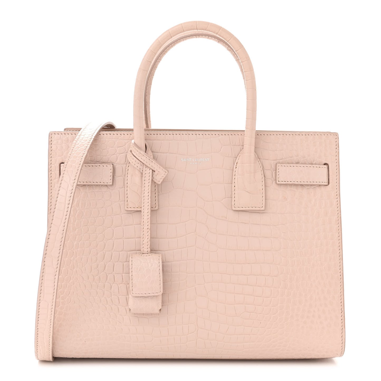 Calfskin Crocodile Embossed Baby Sac De Jour Rose Antic