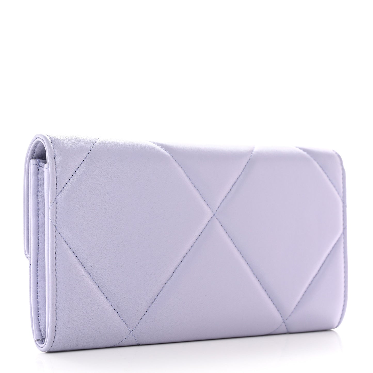 Lambskin Quilted Chanel 19 Flap Wallet Light Purple