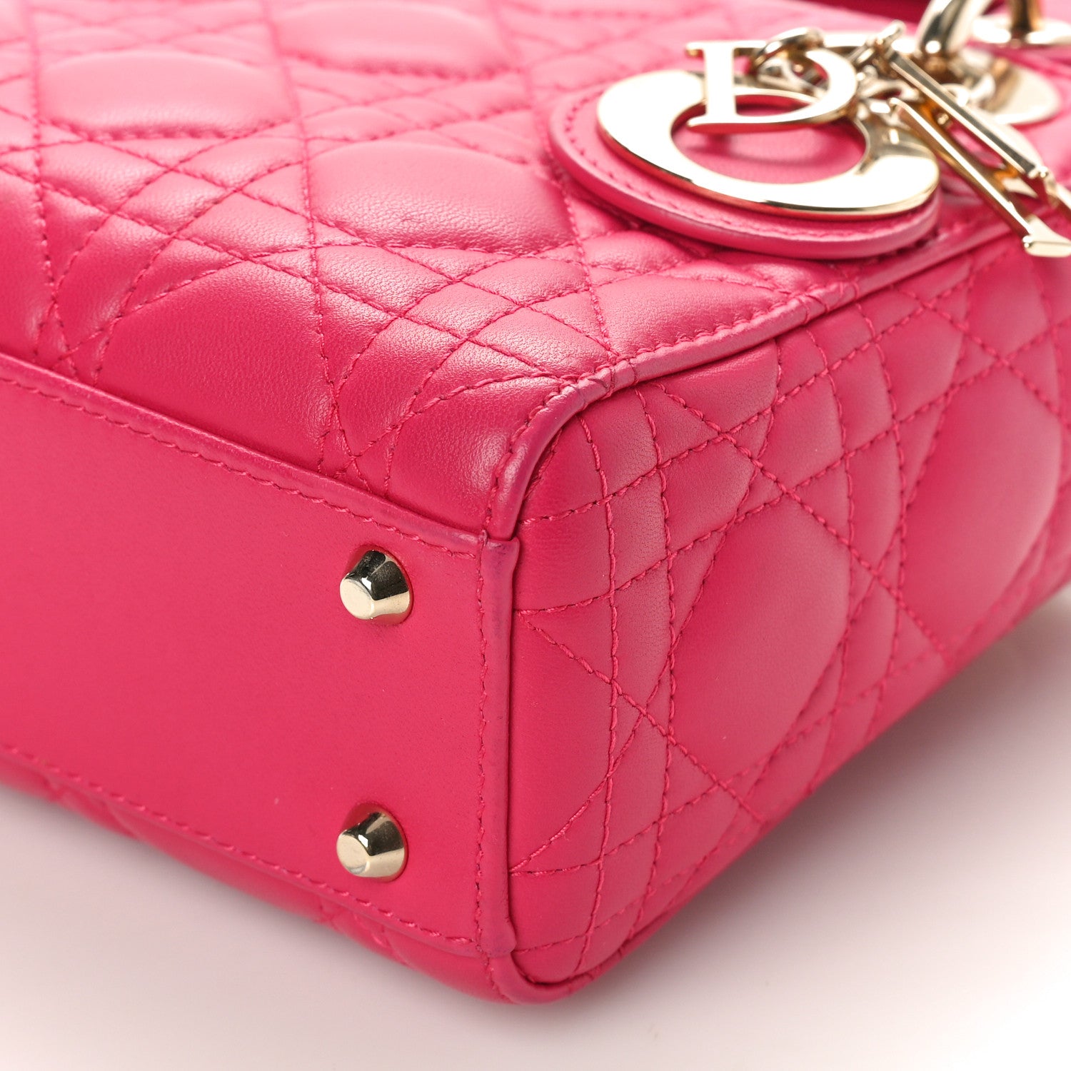 Christian Dior Lambskin Cannage Mini Lady Dior Fuchsia 10 of 10