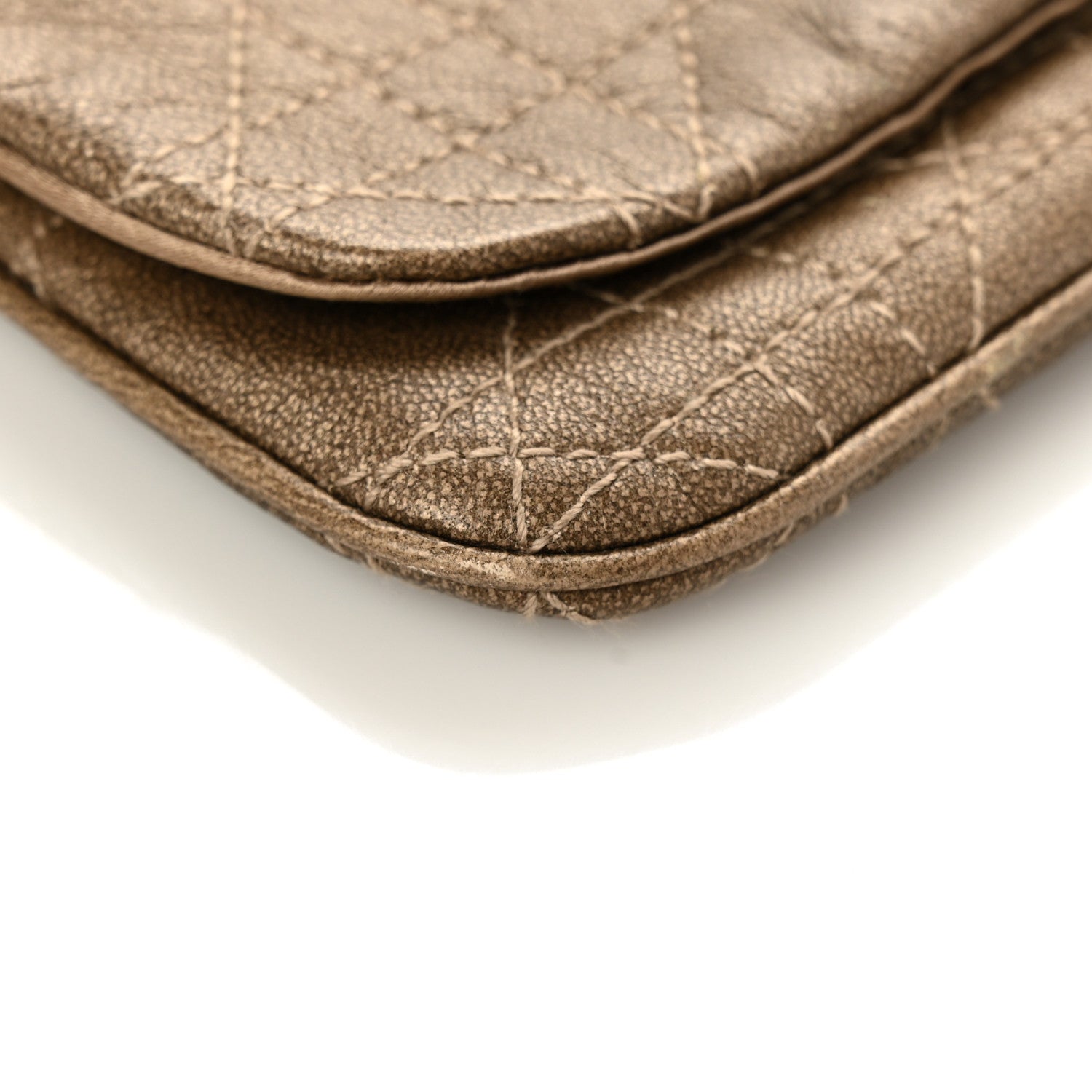 Christian Dior Metallic Grained Calfskin Cannage Lady Dior Wallet On Chain Bronze 7 of 10