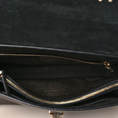 Valentino Garavani Metallic Pebbled Calfskin Small Rockstud Single Handle Flap Bag Sasso 5 of 8