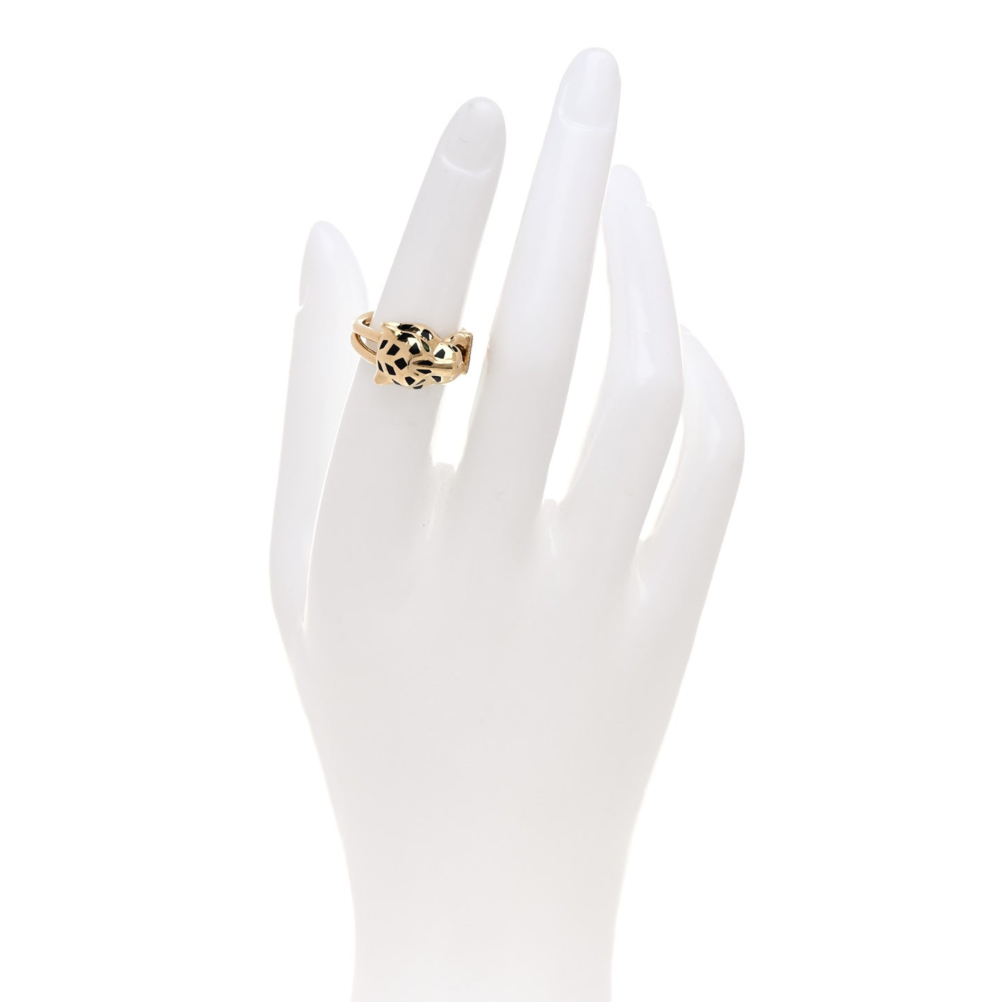 18K Yellow Gold Diamond Tsavorite Garnet Black Onyx Panthere de Cartier Ring 50 5.25