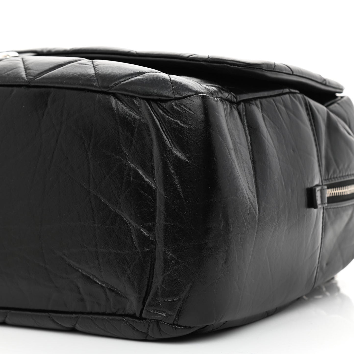 Aged Calfskin Quilted Large Express Bowling Bag Black