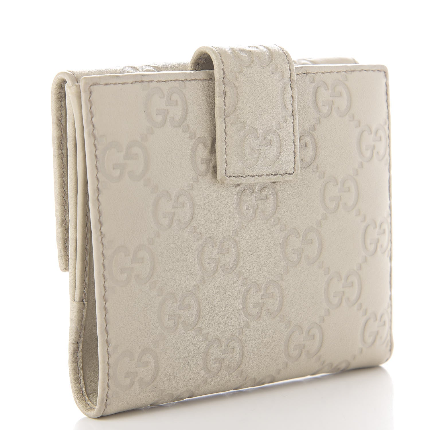 Gucci Guccissima Lovely Heart French Flap Wallet White 3 of 10