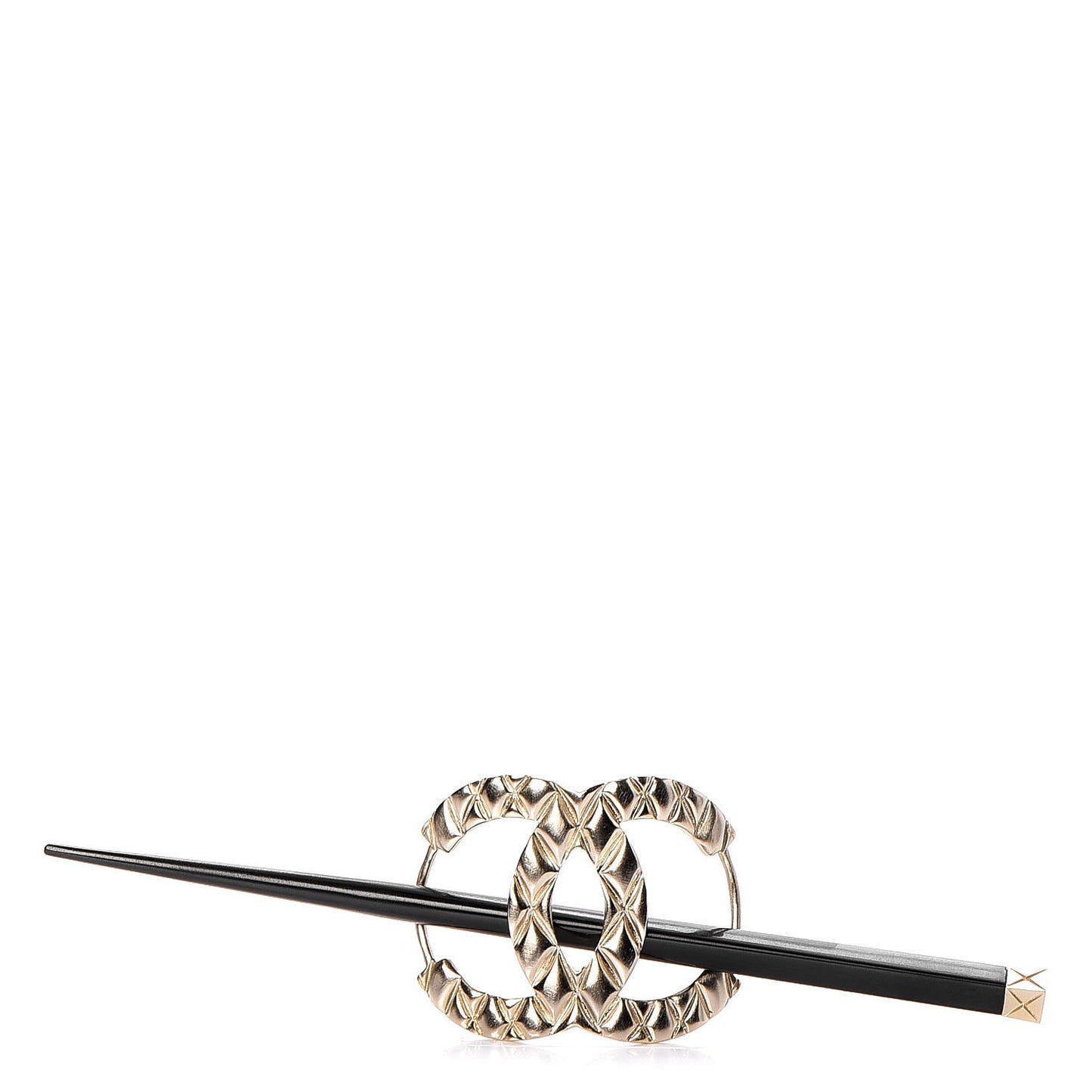 Quilted CC Hair Pin Gold