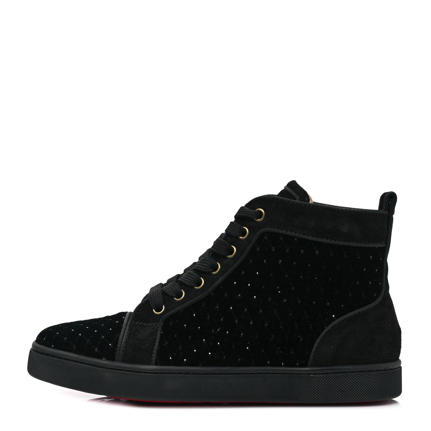 Christian Louboutin Crystal Veau Velours Womens Louis Orlato Flat Sneakers 39.5 Black 1 of 7