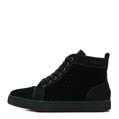 Christian Louboutin Crystal Veau Velours Womens Louis Orlato Flat Sneakers 39.5 Black 1 of 7