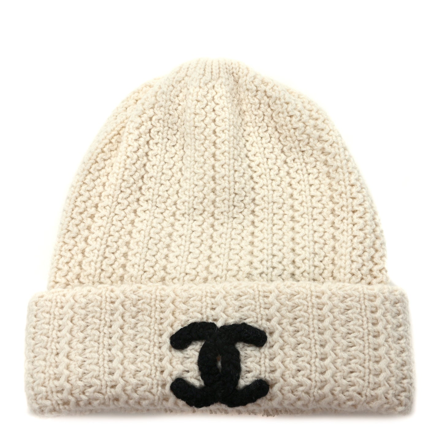 Cashmere CC Beanie Hat White Black