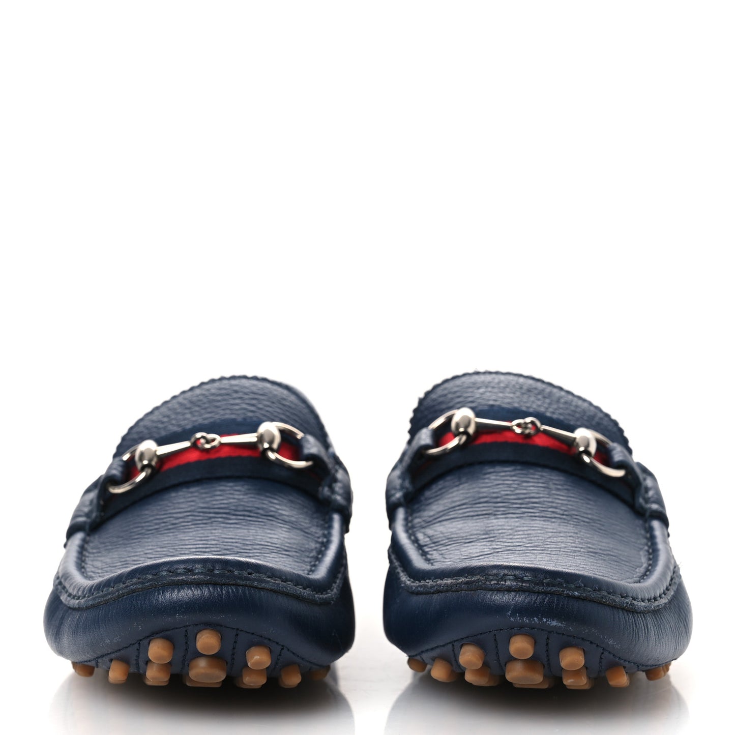 Road Calfskin Web Mens Horsebit Driver Loafers 9 Maritime