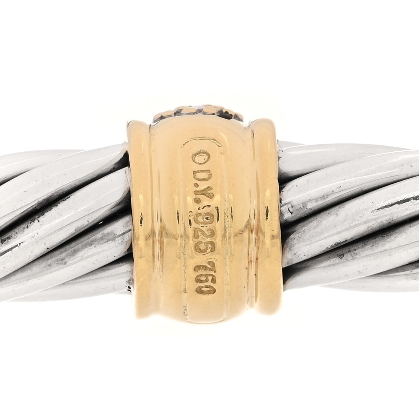 Sterling Silver 18K Yellow Gold Diamond 7mm Cable Classics Station Bracelet