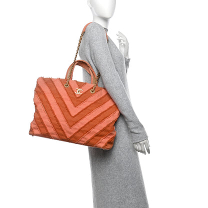 Chanel Canvas Chevron Cuba Patchwork Shopper Tote Orange 2 of 12