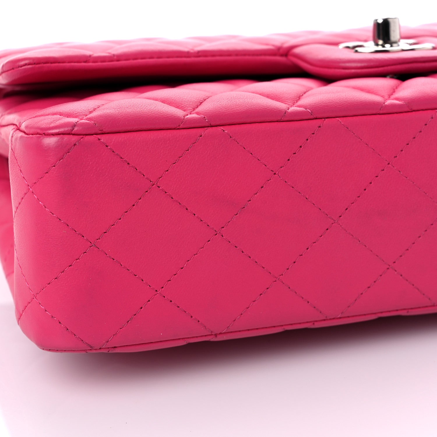 Chanel Lambskin Quilted Medium Double Flap Dark Pink 12 of 15