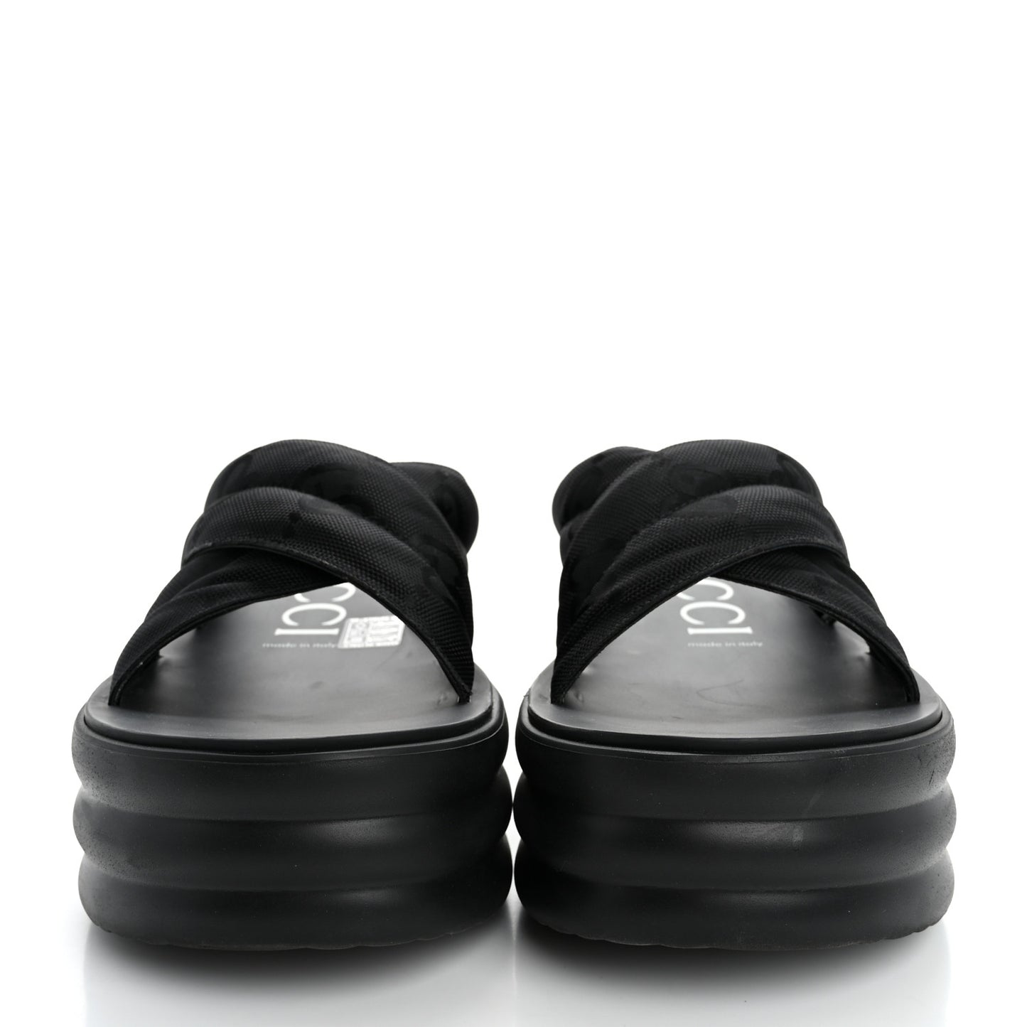 GG Nylon Platform Slide Sandals 39 Black