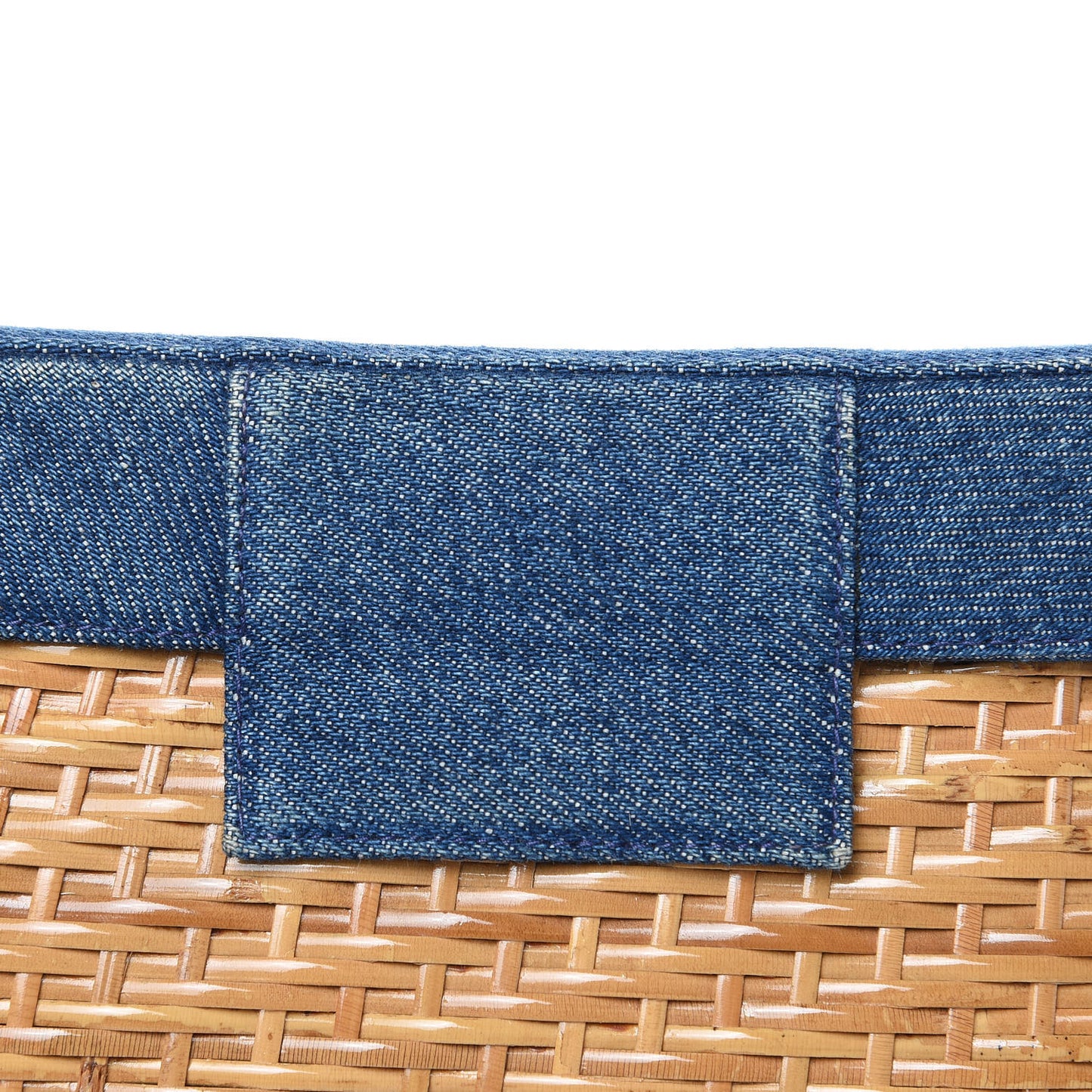 Denim Rattan Basket Shoulder Bag Blue