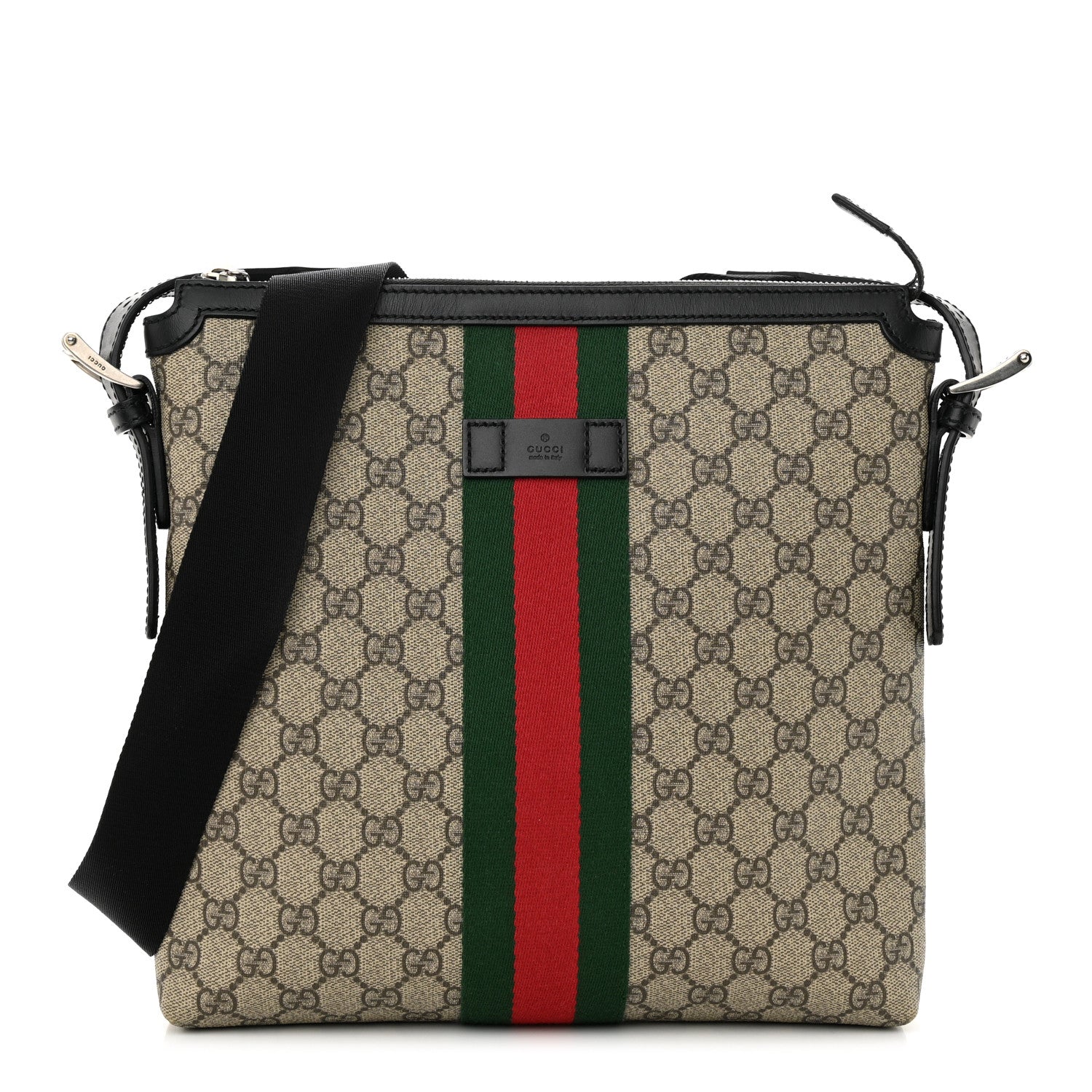 Gucci GG Supreme Monogram Web Messenger Bag Black 1 of 15