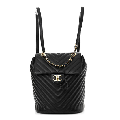 Chanel Calfskin Chevron Quilted Small Urban Spirit Backpack Black 1 of 12