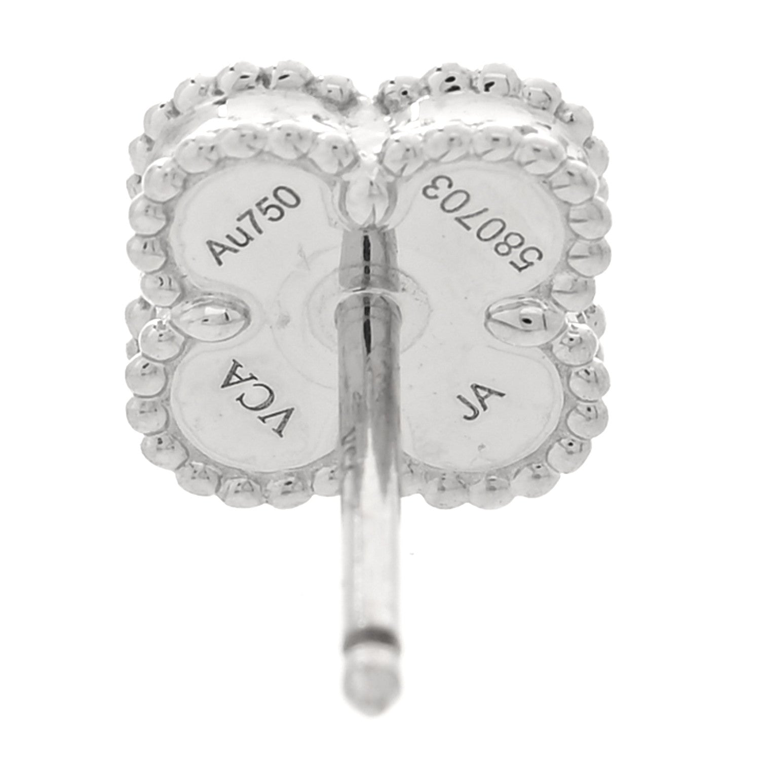Van Cleef & Arpels 18K White Gold Turquoise Sweet Alhambra Earrings 3 of 4