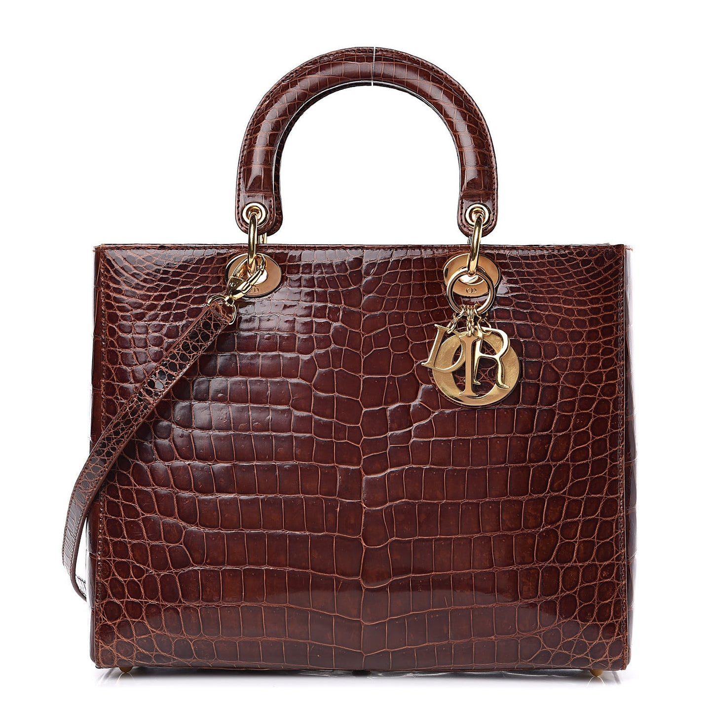 Crocodile Large Lady Dior Brown