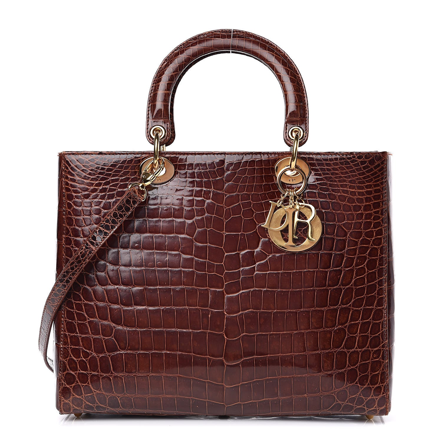 Christian Dior Crocodile Large Lady Dior Brown 1 of 11